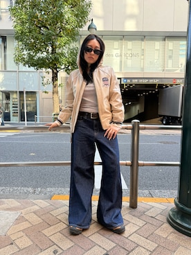 「アイテム（スタジャン）」を使った、sayaさん（レディース・157cm）の秋コーディネート