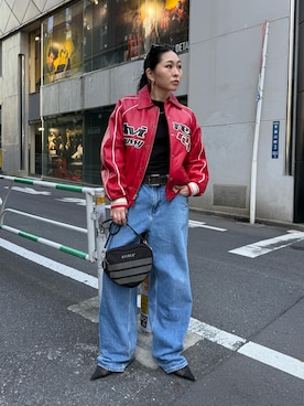 「アイテム（スタジャン）」を使った、sayaさん（レディース・157cm）の秋コーディネート