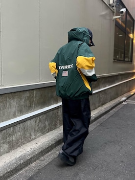 「アイテム（その他アウター、グリーン系）」を使った、sayaさん（レディース・157cm）の冬コーディネート