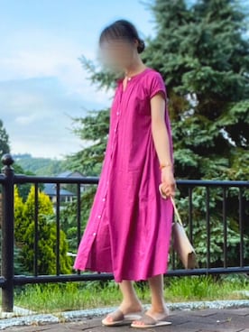 「andme（アンドミー）のアイテム（シャツワンピース）」を使った、サウスさん（レディース・164cm）の夏コーディネート