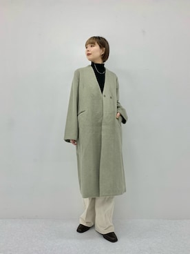 「SENSE OF PLACE by URBAN RESEARCH（センスオブプレイスバイアーバンリサーチ）のアイテム（ノーカラーコート）」を使った、beeeさん（レディース・156cm）の冬コーディネート