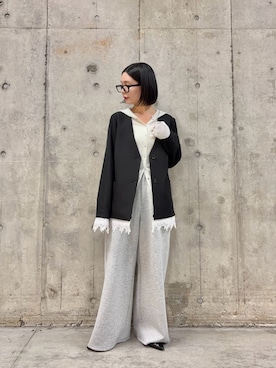 「アイテム（ノーカラージャケット）」を使った、beeeさん（レディース・155cm）の春コーディネート