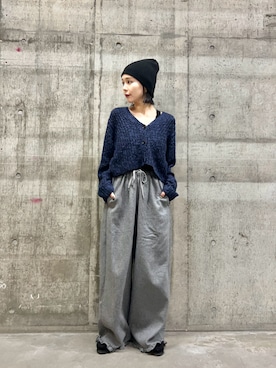 「トレンド秋素材コーデ」｜「アイテム（帽子）」を使った、beeeさん（レディース・155cm）の秋コーディネート