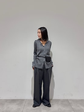 「SENSE OF PLACE by URBAN RESEARCH（センスオブプレイスバイアーバンリサーチ）の『洗濯可』マルチリブニットフーディー（ニット/セーター、グレー系）」を使った、beeeさん（レディース・155cm）の秋コーディネート