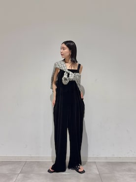 「SENSE OF PLACE by URBAN RESEARCH(センスオブプレイスバイアーバンリサーチ)の『接触冷感』UVケアチェックルーズシャツ(シャツ/ブラウス、ブラック系)」を使った、beeeさん(レディース・155cm)の夏コーディネート