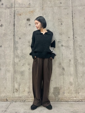 「アイテム（スラックス）」を使った、beeeさん（レディース・155cm）の秋コーディネート