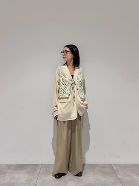 「KBF（ケイビーエフ）のシアーライトテーラードジャケット（その他アウター、ホワイト系）」を使った、beeeさん（レディース・155cm）の秋コーディネート