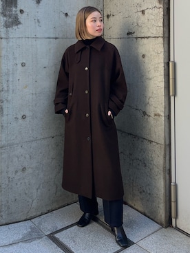 「アイテム（ステンカラーコート）」を使った、mizuhoさん（レディース・163cm）の冬コーディネート