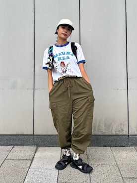 「アイテム（帽子）」を使った、ponさん（レディース・154cm）の夏コーディネート