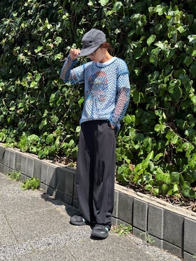 「OVERRIDE（オーバーライド）のOVERRIDE  REN RIPSTOP WIDE JET CAP / オーバーライド（キャップ、ブラック系）」を使った、ponさん（レディース・154cm）の夏コーディネート