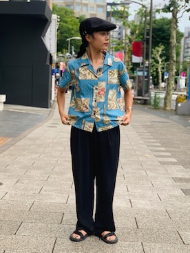 「アイテム（ハンチング/ベレー帽）」を使った、ponさん（レディース・154cm）の夏コーディネート