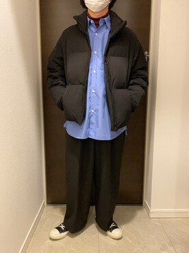 「CASPER JOHN」｜「アイテム（ダウンジャケット/コート）」を使った、おっかーさん（メンズ・161cm）の冬コーディネート
