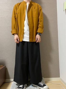 「Tシャツ」｜「アイテム（トップス、ゴールド系）」を使った、おっかーさん（メンズ・162cm）の夏コーディネート