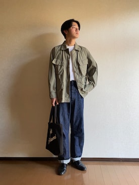 「GUコーデ」｜「アイテム（ミリタリージャケット）」を使った、raiさん（メンズ・177cm）の春コーディネート