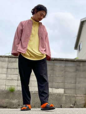 「アイテム（その他アウター、ピンク系）」を使った、yamazakiさん（メンズ・181cm）の春コーディネート