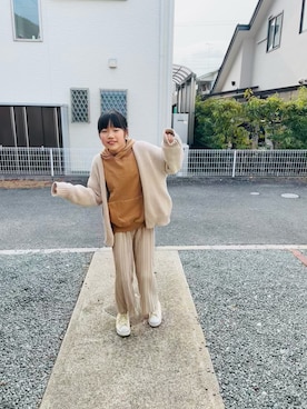 「アイテム（カーディガン/ボレロ、ホワイト系）」を使った、emi_mitoさん（キッズ・145cm）の冬コーディネート