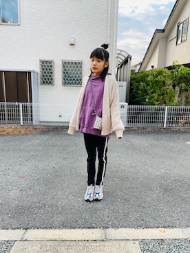 「アイテム（カーディガン/ボレロ）」を使った、emi_mitoさん（キッズ・143cm）の冬コーディネート