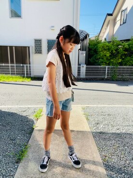 「アイテム（その他パンツ、ブルー系）」を使った、emi_mitoさん（キッズ・138cm）の夏コーディネート