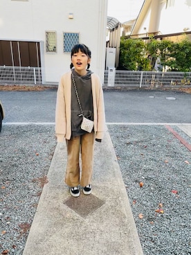 「アイテム（カーディガン/ボレロ）」を使った、emi_mitoさん（キッズ・143cm）の冬コーディネート
