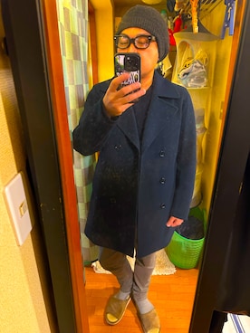 「H&M（エイチ・アンド・エム）のアイテム（ニットキャップ/ビーニー）」を使った、wear69さん（骨格ナチュラル・メンズ・167cm）の冬コーディネート