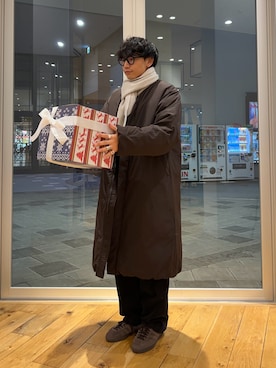 「アイテム（ダウンジャケット/コート）」を使った、isamuさん（メンズ・168cm）の秋コーディネート