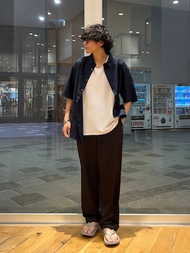 「OOFOS（ウーフォス）のアイテム」を使った、いさむさん（メンズ・168cm）の夏コーディネート