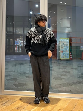 「URBAN RESEARCH DOORS（アーバンリサーチドアーズ）のウールブレンドネップワンタックパンツ（その他パンツ）」を使った、isamuさん（メンズ・168cm）の秋コーディネート