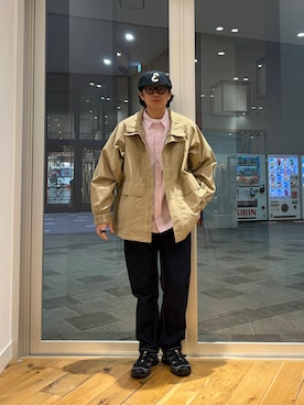 「アイテム（ブルゾン、ベージュ系）」を使った、いさむさん（メンズ・168cm）の冬コーディネート
