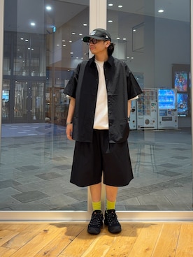 「LOTTO（ロット）のLOTTO　4WAY STRETCH NYLON SHIRTS（シャツ/ブラウス、ブラック系）」を使った、isamuさん（メンズ・168cm）の春コーディネート