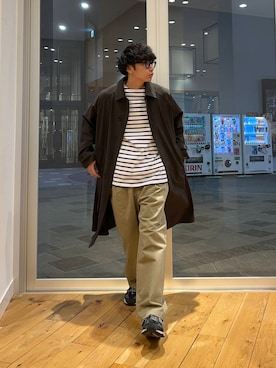 「FORK&SPOON（フォークアンドスプーン）のFORK&SPOON　フレンチドリルピグメントチノパンツ（その他パンツ）」を使った、isamuさん（メンズ・168cm）の冬コーディネート