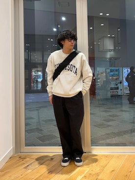 「FORK&SPOON（フォークアンドスプーン）のFORK&SPOON　フレンチドリルピグメントチノパンツ（その他パンツ）」を使った、isamuさん（メンズ・168cm）の冬コーディネート