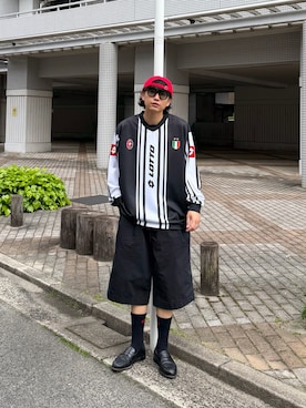 「LOTTO（ロット）のLOTTO　CALCIO ST LONG-SLEEVE GAME SHIRTS（Tシャツ/カットソー、ブラック系）」を使った、isamuさん（メンズ・168cm）の春コーディネート