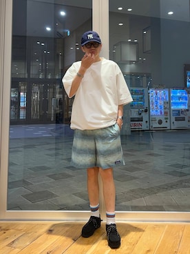 「URBAN RESEARCH DOORS（アーバンリサーチドアーズ）のURD Drawstring Short-Sleeve T-shirts（Tシャツ/カットソー）」を使った、isamuさん（メンズ・168cm）の夏コーディネート