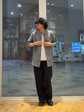 「URBAN RESEARCH DOORS（アーバンリサーチドアーズ）のシルケットリネン バンドカラーショートスリーブシャツ（シャツ/ブラウス、その他）」を使った、isamuさん（メンズ・168cm）の春コーディネート