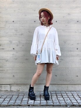 「ティアードブラウス」｜あすか。さん（レディース・149cm）の春コーディネート