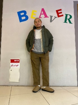 「MANASTASH（マナスタッシュ）のアイテム（ニットキャップ/ビーニー）」を使った、日下部氏さん（メンズ・180cm）の秋コーディネート