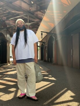 「アイテム（マスク）」を使った、日下部氏さん（メンズ・180cm）の夏コーディネート
