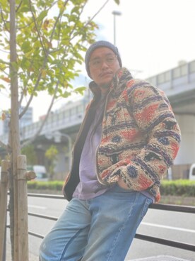 「MANASTASH（マナスタッシュ）のアイテム（ニットキャップ/ビーニー）」を使った、日下部氏さん（メンズ・180cm）の秋コーディネート