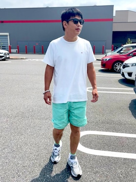 「シャーベットカラー」｜だか村さん（メンズ・169cm）の夏コーディネート