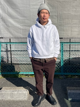 「アイテム（ニットキャップ/ビーニー）」を使った、だか村さん（メンズ・169cm）の秋コーディネート