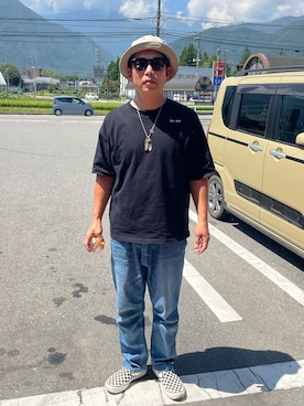 「アイテム（スリッポン）」を使った、だか村さん（メンズ・169cm）の夏コーディネート
