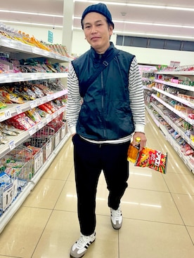 「アイテム（ベスト）」を使った、だか村さん（メンズ・169cm）の秋コーディネート