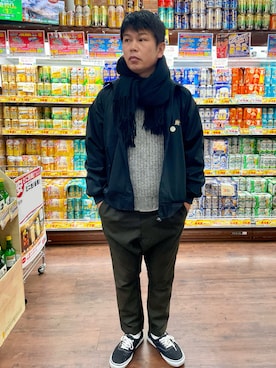 「アイテム（スラックス）」を使った、だか村さん（メンズ・169cm）の冬コーディネート