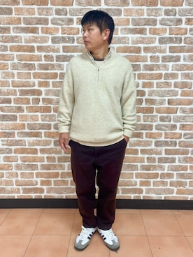 「アイテム（ニット/セーター）」を使った、だか村さん（メンズ・169cm）の秋コーディネート