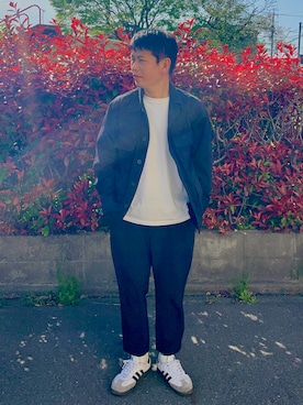 「アイテム（カバーオール）」を使った、だか村さん（メンズ・169cm）の春コーディネート