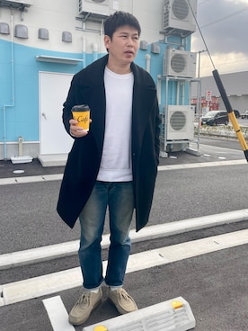 「The Beatles（ザビートルズ）のアイテム」を使った、だか村さん（メンズ・169cm）の冬コーディネート