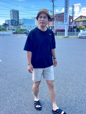 「ストローハット」｜だか村さん（メンズ・169cm）の夏コーディネート