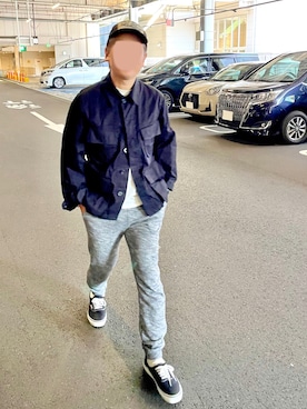 「アイテム（スウェットパンツ）」を使った、だか村さん（メンズ・169cm）の春コーディネート