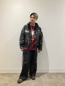 「AVIREX（アヴィレックス）の【AVIREX FLYER'S】WOMENS/フライトジャケット ウェザーウォッチャー/FLIGHT JACKET WEATHER WATCHER/AF（ミリタリージャケット）」を使った、takuroさん（メンズ・163cm）の秋コーディネート