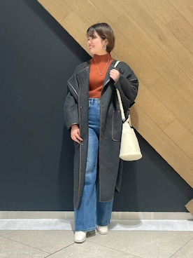 「パイピングコート」｜「アイテム（アクセサリー）」を使った、あやはむさん（レディース・150cm）の冬コーディネート